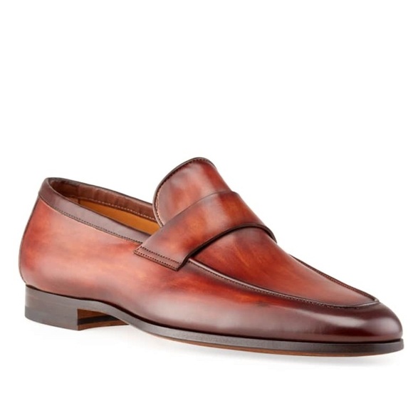 Magnanni Hendidos Flex Leather Loafers Brown Cognac Burnished Men’s Size 13M